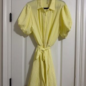 Vanilla Bay Yellow Puff Sleeve Mini Dress